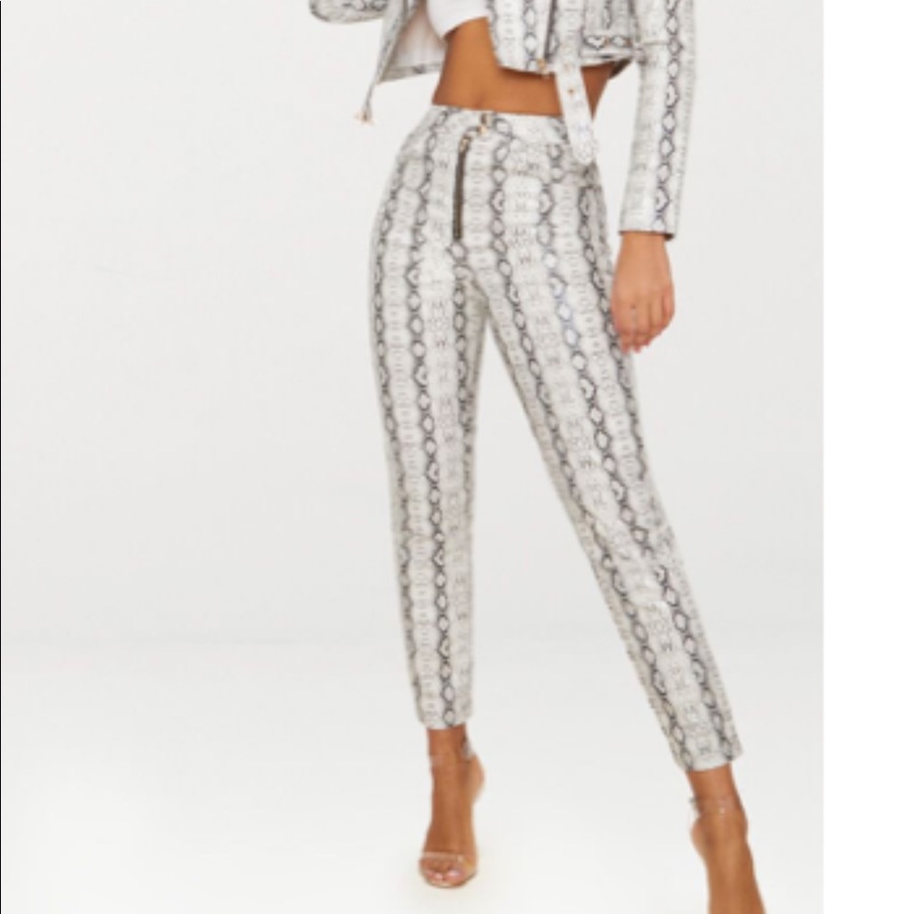 FAUX snakeskin straight leg pants
